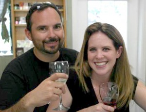 man and woman wine tasting
