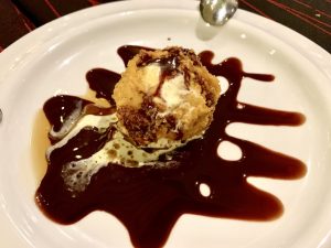 ice cream with chocolate sauce
