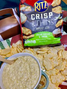 4 Ingredient Artichoke Dip with RITZ Crisp & Thins #RITZBlitz #IC #food #foodie #superbowl #recipe #ad
