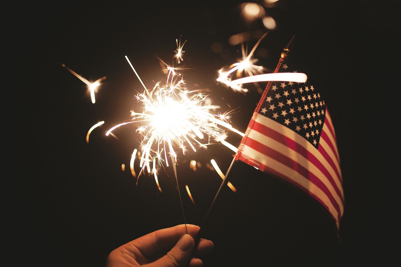 sparkler with flag
