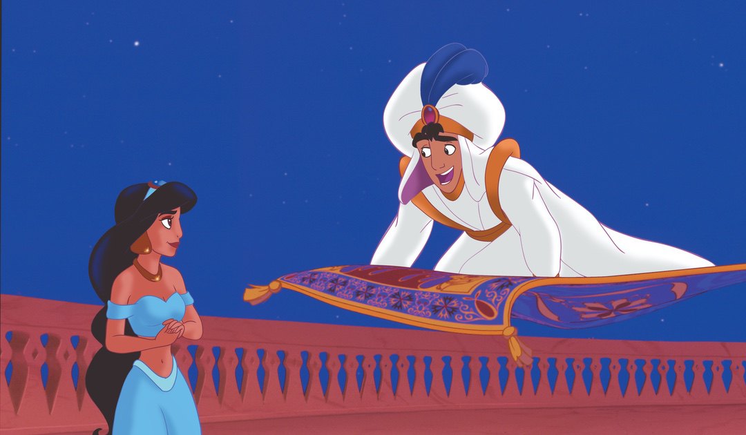Aladdin and Jasmin on carpet