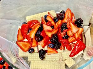Berries on Wafers in Trifle Dish