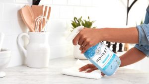 Honest Company spray on kitchen counter