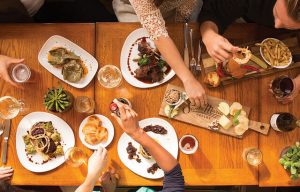Flatlay of food at restaurant
