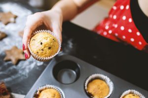 Baking muffins in the oven