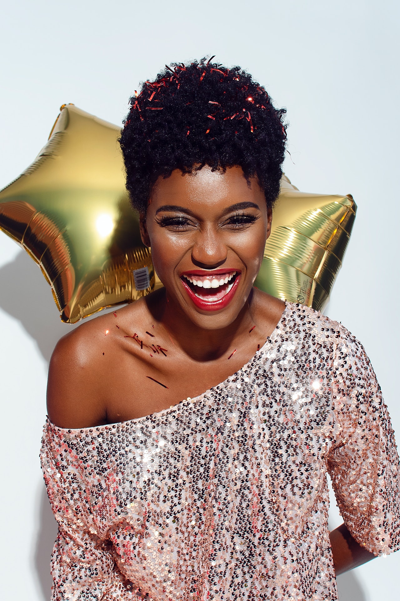 happy woman with balloons