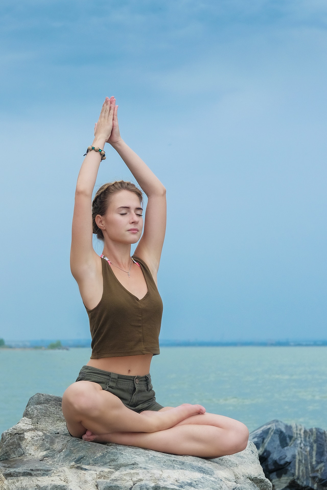 Motivated woman doing yoga