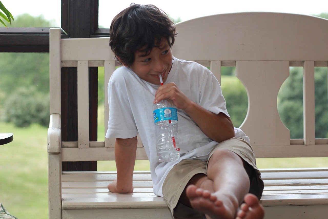 boy drinking water