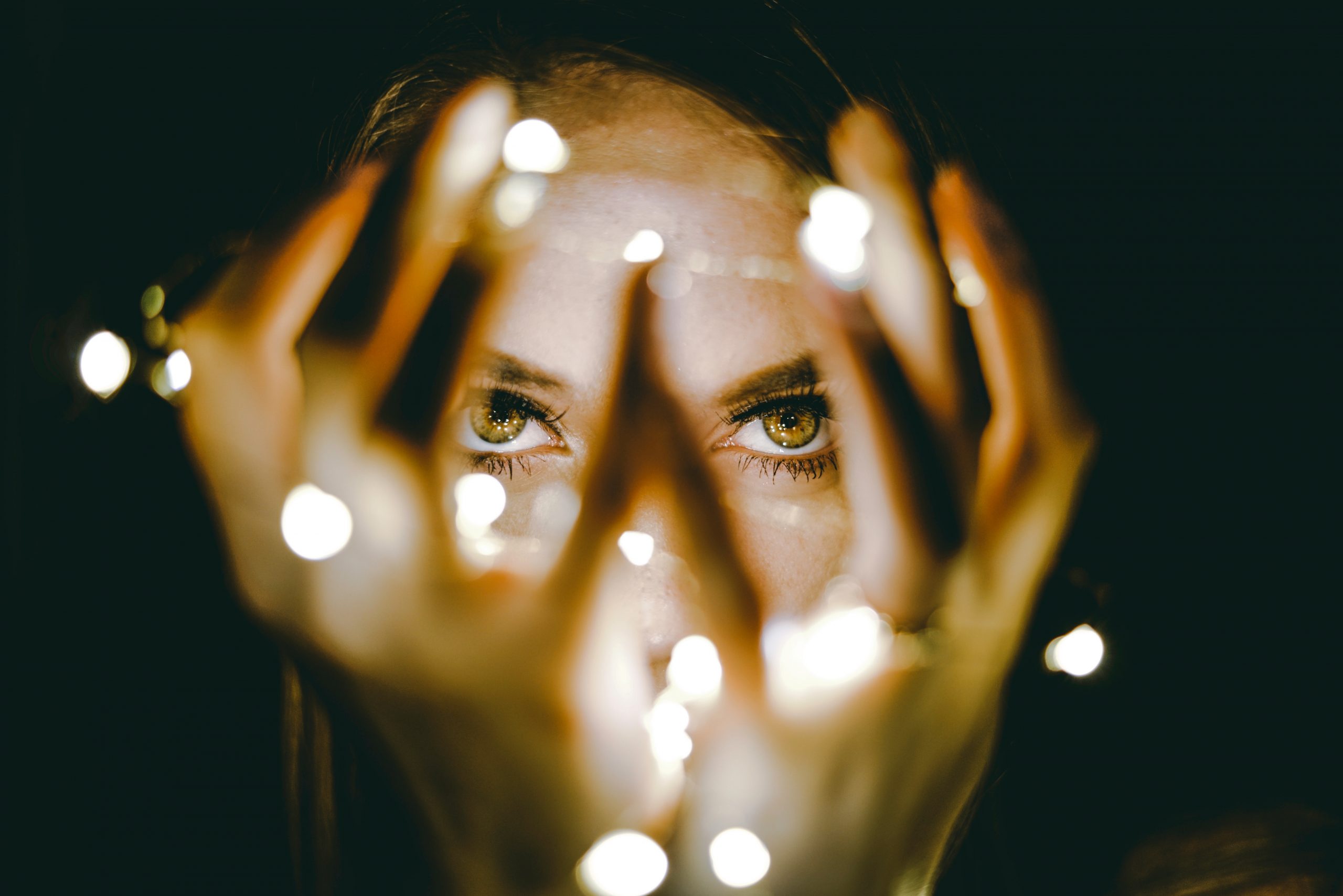 Woman with Hand and Lights