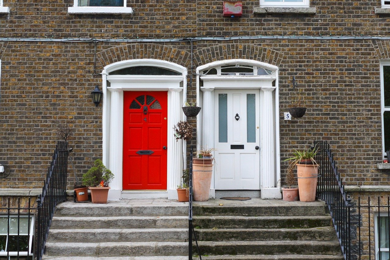 House with red painted door