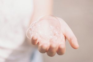 soap bubble in hand laundry