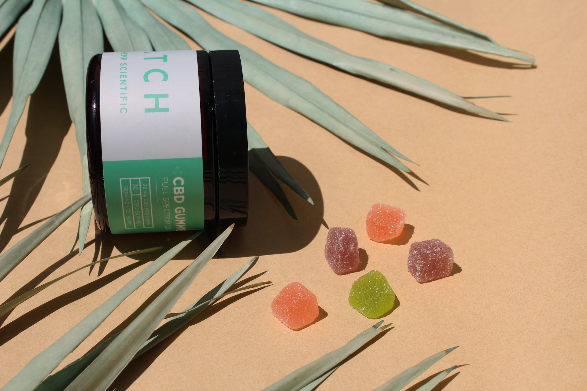 CBD gummies on sand