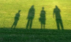 shadow of family in grass