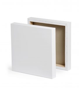 A close up of a white blank canvas