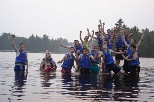 A group of people in the water