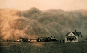 A dust storm in rural area