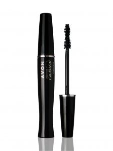 A close up of a black mascara applicator