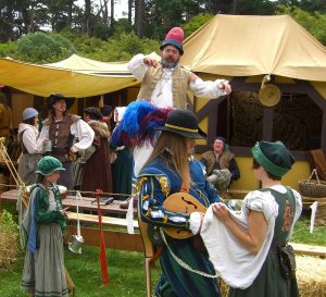 A group of people wearing costumes