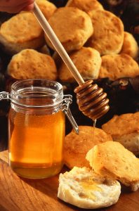 A close up of honey on a table