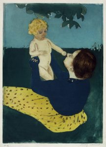 painting of parent holding child