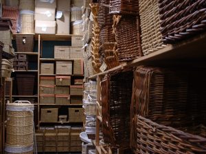A close up of a basket