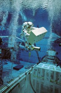 astronaut in training underwater