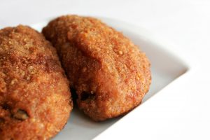 A chicken nugget on a plate