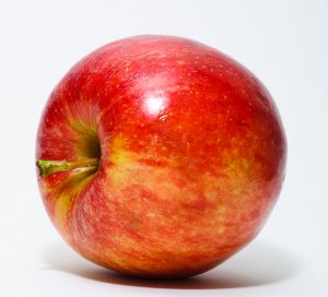A close up of a red apple
